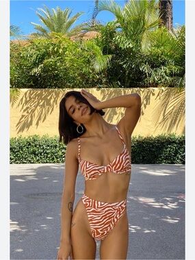 Urban Outfitters Rust Zebra-Print Underwire Bikini Set